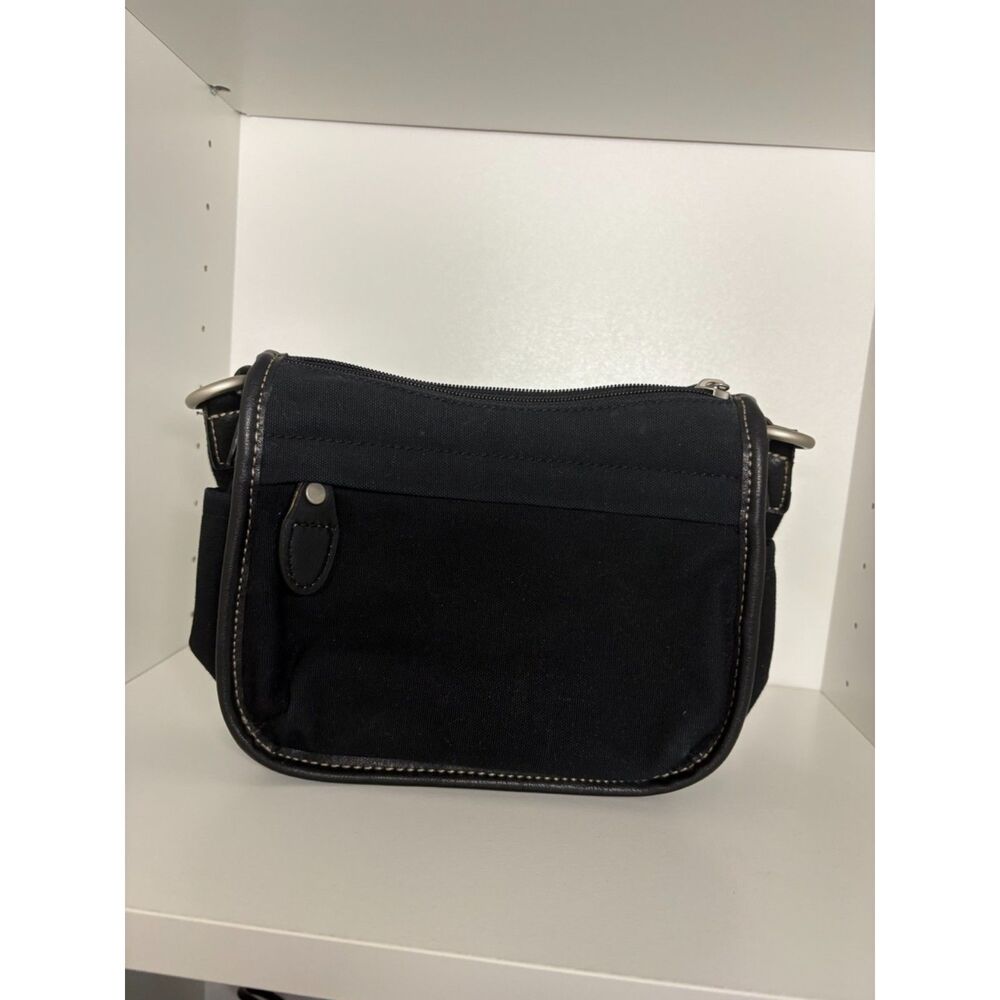 Fossil N.054 Original Premium Bag Small Black Canvas Leather Trim Shoulder Bag